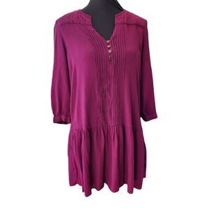 Maeve Tunic Maroon Medium Short Sleeve Blouse Shirt Top